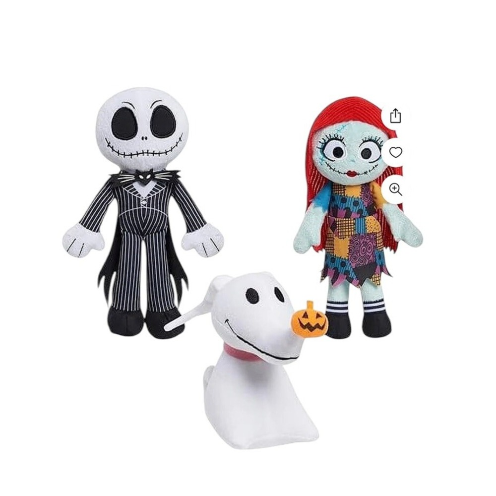 Disney Nightmare Before Christmas Jack Sally Zero 8" Plush Figure Set